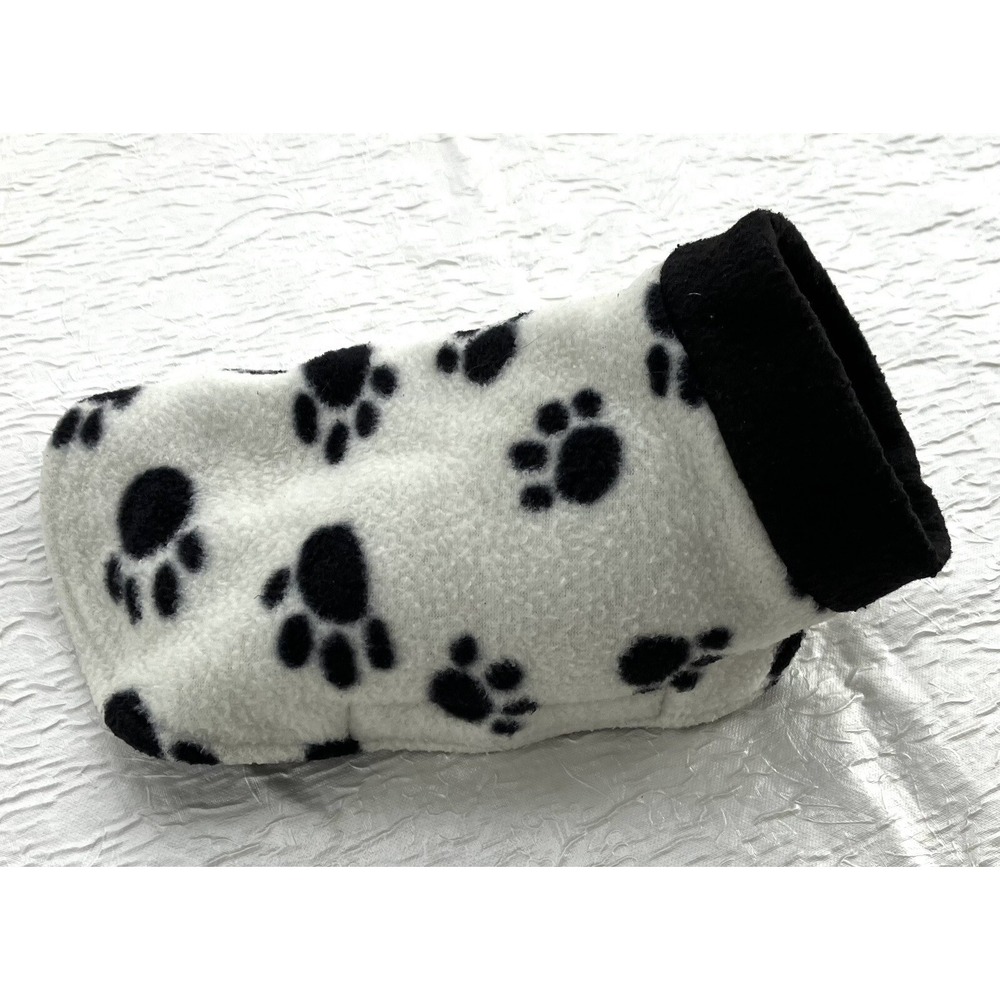 Paw Print Fleece Pet Vest Black White Small Animal Jacket Adjustable Straps